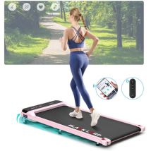 Walking Pad, Treadmill for Home with 2-level Incline, Under Desk Treadmill with led Display & Bluetooth Speaker & Wireless Control - Pink - Black Lord