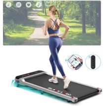 Walking Pad, Treadmill for Home with 2-level Incline, Under Desk Treadmill with led Display & Bluetooth Speaker & Wireless Control - Silver - Black