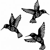 Alwaysh - Black Metal Bird Hummingbird Wall Decor, Triumph 3 Pieces 10.2in Wrought Iron Hummingbird Wall Decor, Metal Birds Wall Art for Bird Lovers