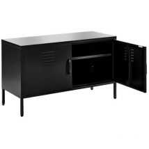 Mmt Furniture Designs Ltd - Black Metal tv Stand Cabinet Retro Low Sideboard Cabinet Buffet Retro Cupboard 100cm
