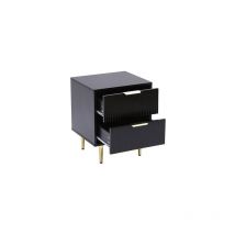 Mmt Furniture Designs Ltd - Black mmt Bedside Table, 2 Drawers, White/Black with Gold Legs, 42cm Wide Chest