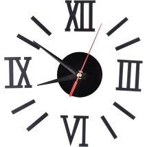 Aiperq - Black Modern Design Wall Clock Self Adhesive, 3D Clock Silent Clock, Small Round Clock to Assemble, for Living Room, Bedroom, Office