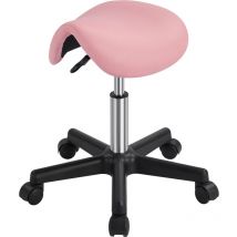 Rolling Saddle Stool Adjustable Salon Chair, Pink - Yaheetech