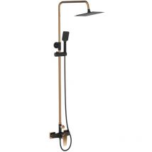 Invena - Black/Rose Gold Shower Valve Riser Rainfall Head Set Square