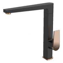 Black/Rose Gold Tall Kitchen Mixer Tap Sink Mounted Square