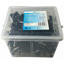 Black Round Cable Clips K-Type Trade Box, 16mm- 130 Pieces - Black