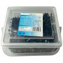 Black Round Cable Clips K-Type Trade Box, 9mm- 500 Pieces - Black