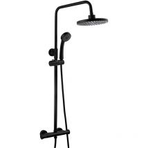 Gravity Bathrooms - Black Round Overhead Thermostatic Rigid Riser Shower Kit