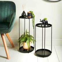 Dylex - Black Set of 2 Side Lamp Plant Table Hall Lamp Foldable Removable Top LivingRoom