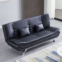 Livingandhome - Black Shell 3 Seater Recliner Sofa Bed with 2 Pillows