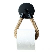 ZVD - Black Spray Paint Matte Hook Hemp Rope Tissue Holder Kitchen Bedroom Wall Hanging Paper Roll Holder Toilet Paper Holder