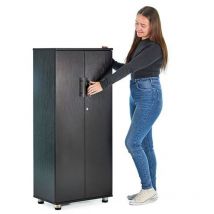 Mmt Furniture Designs Ltd - Black Storage Cabinet 2-Door Locking Office Filing Cabinet 125cm White: 2 Shelves