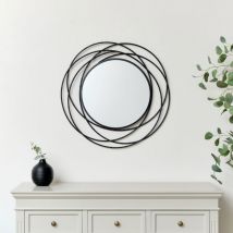 Melody Maison - Large Metal Black Swirl Wall Mirror - 70cm x 70cm