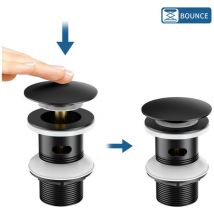 Black Universal Drain Fitting Stainless Steel Pop-Up Valve 1 1/4 Inch with Overflow Drain Fitting for Washbasin/Vanity Sink