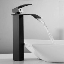 Cecipa - Black Bathroom Sink Faucet,Vessel Sink Faucet,Waterfall Faucet,Tall Waterfall Spout Basin Faucet for Bathroom Sink