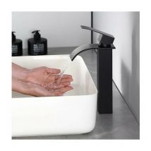 Muff - Black Waterfall High Basin FaucetBlack High Waterfall Basin Mixer Tap Black Waterfall Bathroom Taps Black Stainless Steel Bathroom Mixer Tap