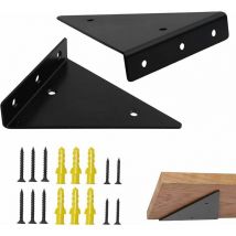 Jalleria - Black with Wall Shelf Invisible Mount 17cm 2 Pack Triangle Bracket Shelf Invisible Bracket Shelf Invisible Metal Shelf Bracket Floating
