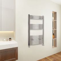 Aica Sanitaire - aica 1200x600mm(HxW)Chrome Curved Center Heated Towel Track Heated Towel Radiator - Chrome