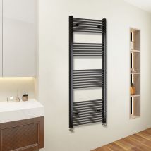 Aica Sanitaire - aica 800x450mm(HxW)Matte Black Straight Central Heating Towel Rail Heating Towel Radiator - Black