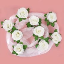 Blanc - 1 pièce décoration de voiture de mariage, fleurs artificis, rubans, poignées de porte, accessoires de fête, guirlandes de mariage.