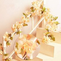 Champagne-2 pièces x 235cm fleurs artificis cerisier guirlande de corde vigne feuille haie maison haie jardin haie mariage décoration de Noël
