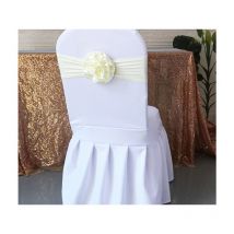 Blanc, 5PCS 1335cm Chaise Ceinture Cravate Gaze Noeud Couverture Dos Floral Ceinture Élastique Ceinture Noeud Noeud Banquet Fête De Mariage Événement