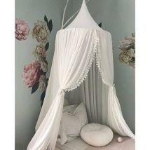 Blanc 60CM Ciel de lit enfant, décoration de chambre d'enfant en forme de dôme, en coton, moustiquaire, Princesse Jeux pour enfants tentes,