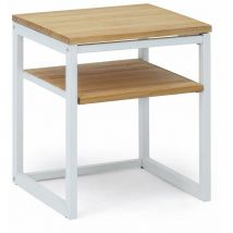 Box Furniture - Table de chevet Icub3 avec étagère style scandinave 40x40x47cm Blanc