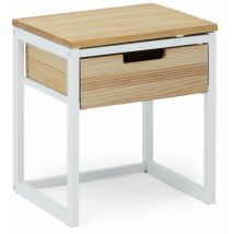 Box Furniture - Table chevet Icub3 avec tiroir style scandinave 40x40x47 Blanc