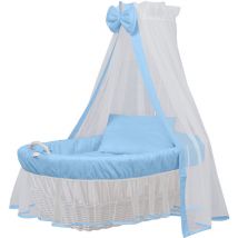 Waldin - ensemble berceau 8 pièces avec matelas, pas une complète berceau:bleu/blanc
