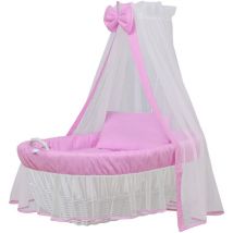 Waldin - ensemble berceau 8 pièces avec matelas, pas une complète berceau:rose/blanc