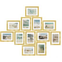 Bomoe - Set de 12 Cadres Photos Multi-Vues Océan – Pêle-Mêle décoration murale pour Chambre Salon Bureau Maison - 12 x 13 x 18 cm Or