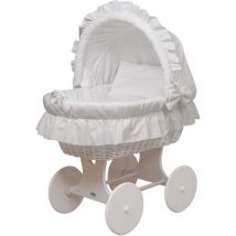 WALDIN Landau/berceau bébé complet:blanc, Cadre/roues peintes en blanc
