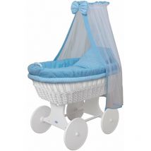 WALDIN Landau/berceau pour bébé complet, beaucoup modèles disponibles:Cadre/roues peintes en blanc, damier bleu