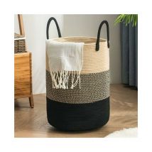 Cyslmuk - Noir Panier à Linge Coton Pliable Sac Linge Sale Grande Capacité avec Poignée Corbeille a Linge