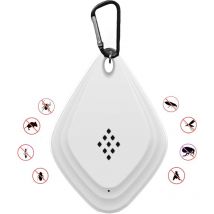Blanc) Répulsif anti-moustiques extérieur, répulsif anti-moustiques ultrasonique portable, répulsif électronique anti-moustiques alimenté par usb