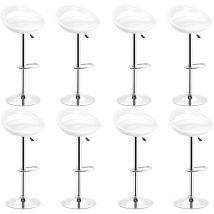 Jeobest - Tabouret de Bar Lot de 8 abs Pivotant et réglable en Hauteur Chaise de Bar Blanc