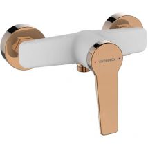 Robinet douche avec mitigeur à levier simple mural Blanc/Or Rose