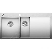Blanco - Claron 6 - Évier 1000x510 mm avec commande excentrique PushControl et égouttoir, inox 521646