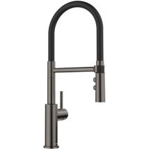 Blanco - Catris s - Miscelatore da lavello con braccio di erogazione flessibile e doccetta estraibile, acciaio nero 527731
