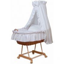 Waldin - Landau/berceau bébé, beaucoup modèles, complet:blanc, Cadre naturel