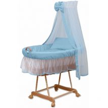 Waldin - Landau/berceau bébé, beaucoup modèles, complet:bleu/blanc, Cadre naturel