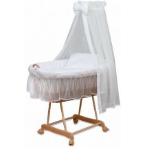 Waldin - Landau/berceau bébé, beaucoup modèles, complet:blanc/blanc, Cadre naturel