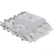 Modern Decorative Cotton Cosy Oversized Throw Blanket Tassles Light Grey Yamalak - Grey