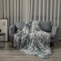 Xinuy - Blanket, Fluffy Faux Fur Blanket, Gray Fleece Plaid, Bedspread, Soft Plaid, Sofa Blanket 130x160cm