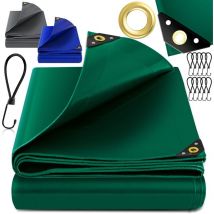 Bâche de couverture Premium avec oeillets 650 g/m² pvc imperméable & indéchirable + 10 crochets - bâche de haute qualité universelle pour camion