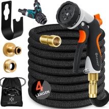 KESSER Tuyau d'arrosage Premium Tuyau d'eau flexible extensible Noir / 15 mètres