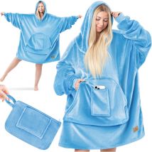 Couverture à capuche Couverture douillette avec manches Pull-over polyvalent Couverture portable à habiller pour femmes & hommes Sweat-shirt Pull