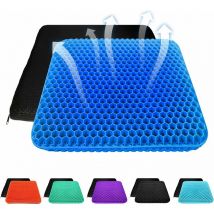 (Bleu lait)Coussin de siège en gel épais avec revêtement antidérapant - Respirant - Motif nid d'abeille - Absorbe les points de pression pour