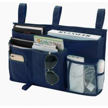Bleu marine - 1 sac de rangement pour lit superposé, sac de rangement pour lit suspendu, 8 poches, pour lit de dortoir, lit d'hôpital, rail de